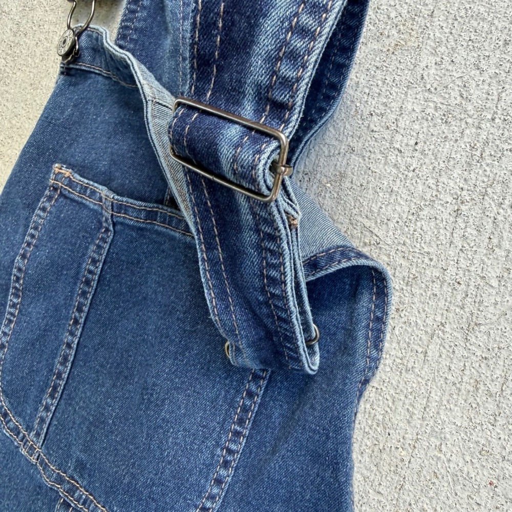 Gemma Rae Denim Short Overalls Medium Distressed Stretch Bib Romper Blue - Picture 11 of 11